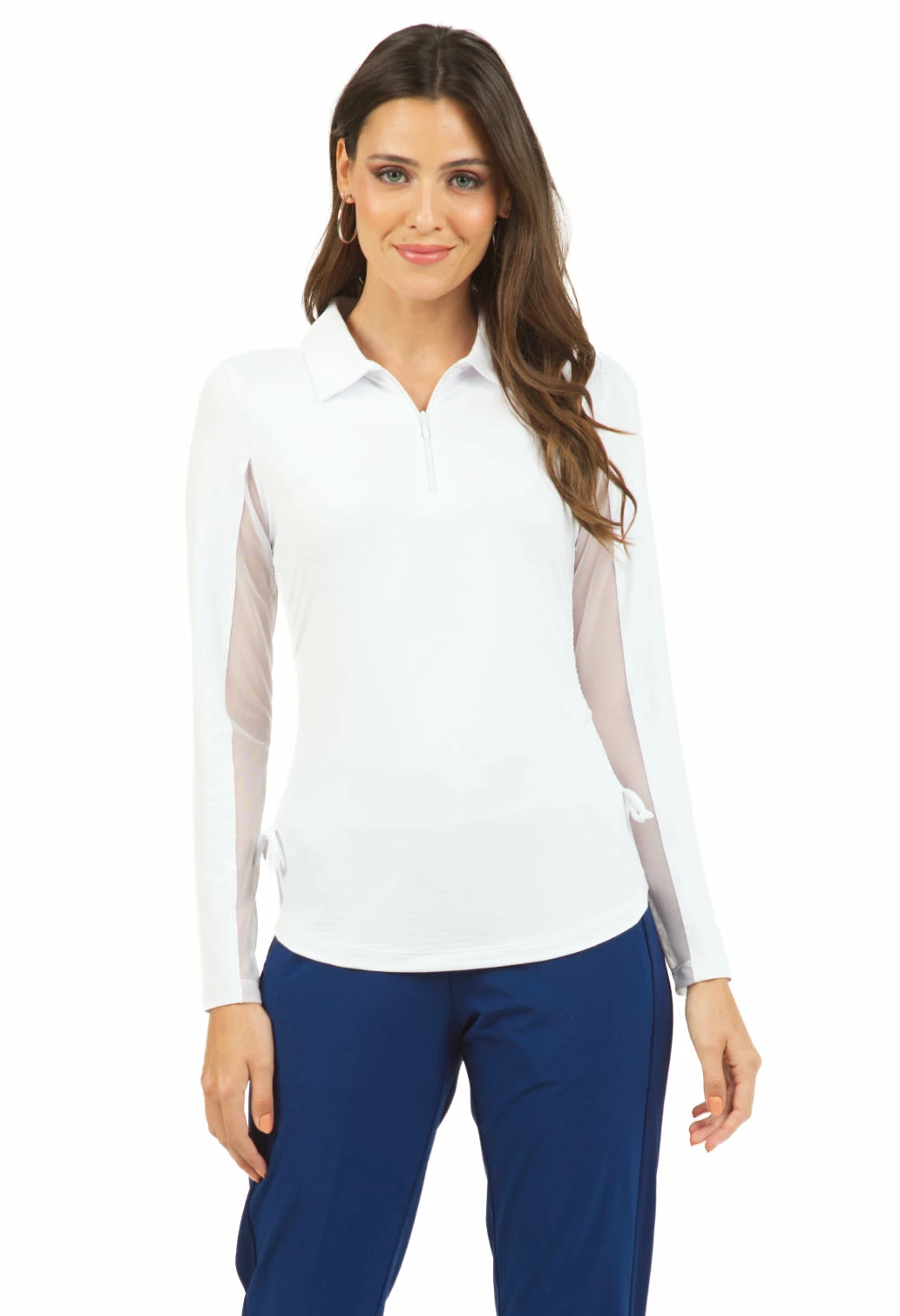 IBKUL Women's Adjustable Long Sleeve Zip Polo 4 IBKUL Women's Adjustable Long Sleeve Zip Polo - Image 4