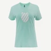 K-Swiss Women's Court Tennis T-Shirt- Aruba Blue/ White