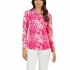 IBKUL Women's Evie Print Adjustable Long Sleeve Zip Polo