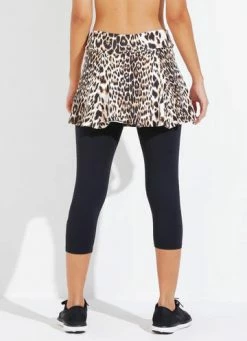 Dona Jo Women's Skirted Capri ECO (Cheetah/Black) -tennis Sales Store sca101 cheetah blk 03 360x 63569e0c 493b 4428 a56f ed2916d057f9
