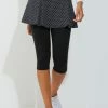 Dona Jo Women's Skirted Capri (Black Polka Dot/Blk)