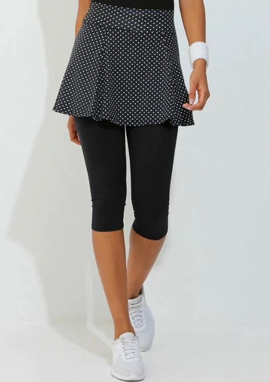 Dona Jo Women's Skirted Capri (Black Polka Dot/Blk) 1 Dona Jo Women's Skirted Capri (Black Polka Dot/Blk)
